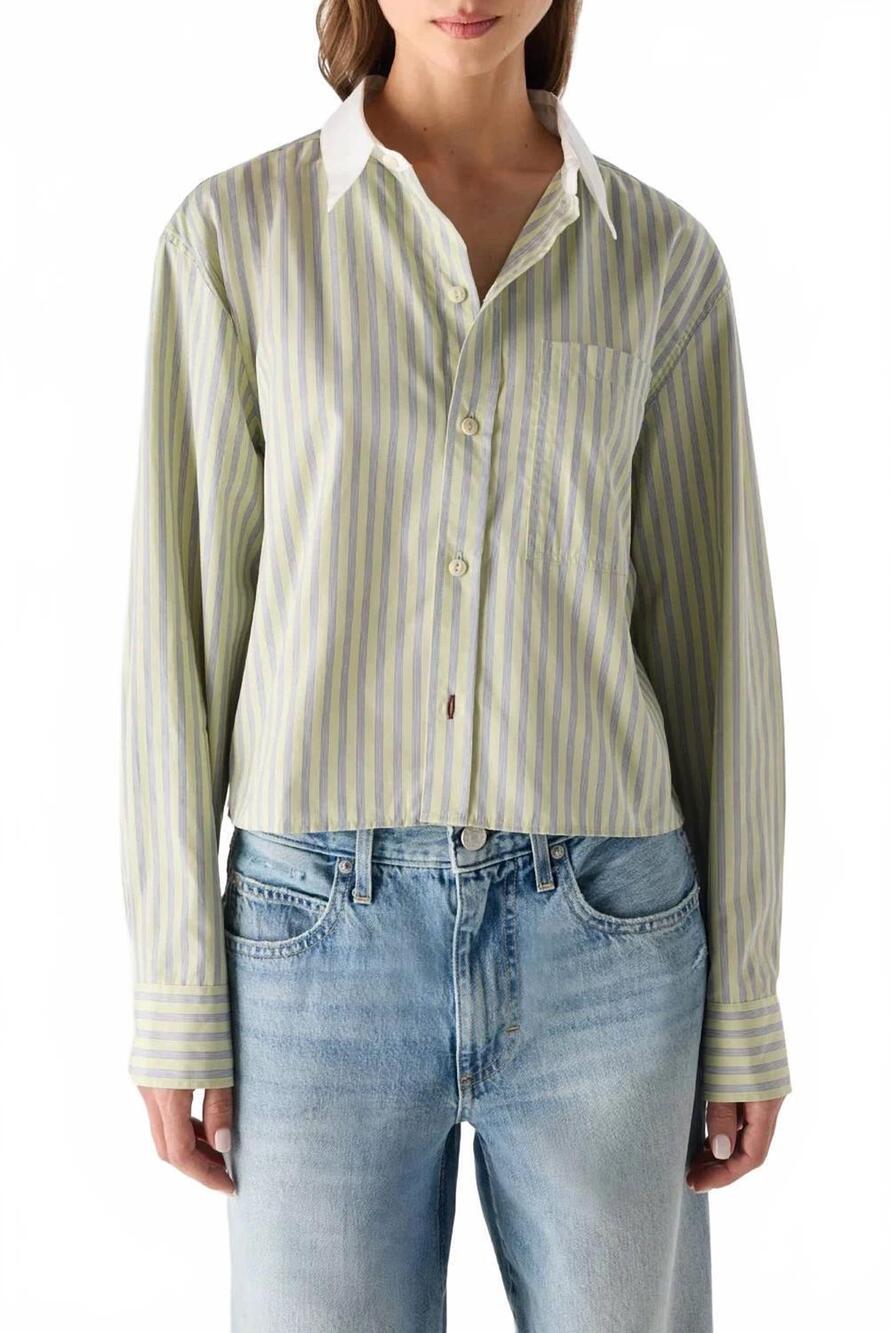 NEW AMO ruth crop shirt in thistle